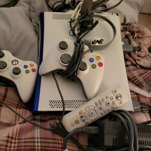 XBOX 360 Console with  Power And Video Cords, 2 Controllers, Remote & Headset